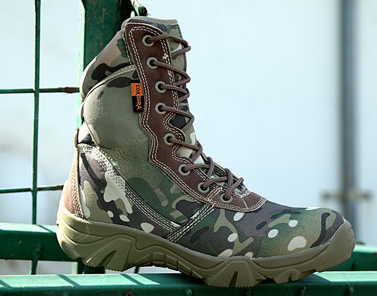 Bottes militaires de combat résistantes en plein air, bottes camouflage imperméables antidérapantes